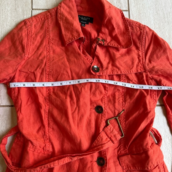 Talbots 100% linen women’s belted orange jacket size 6 - Picture 4 of 7